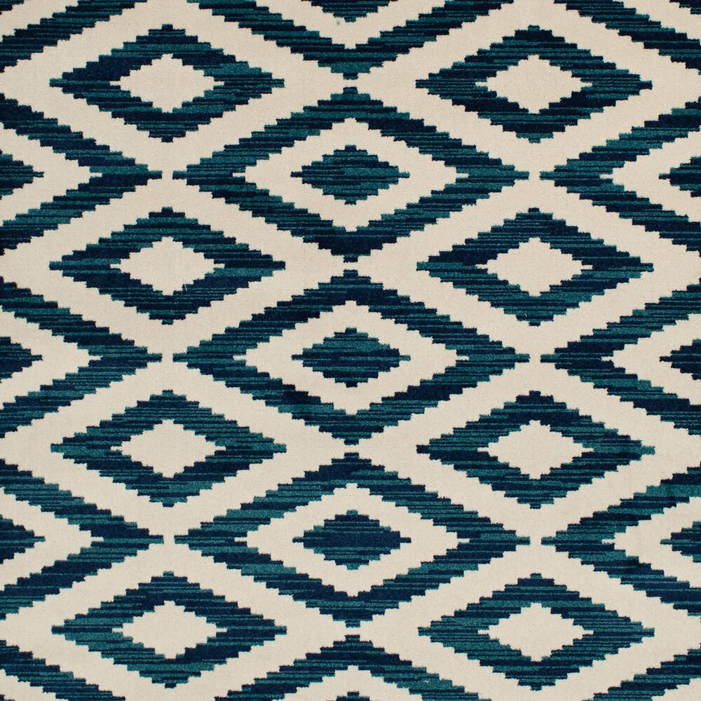 Central Oriental Terrace Tropic Scalene 6&#39;7&quot; x 9&#39;6&quot; White and Blue Area Rug, , large