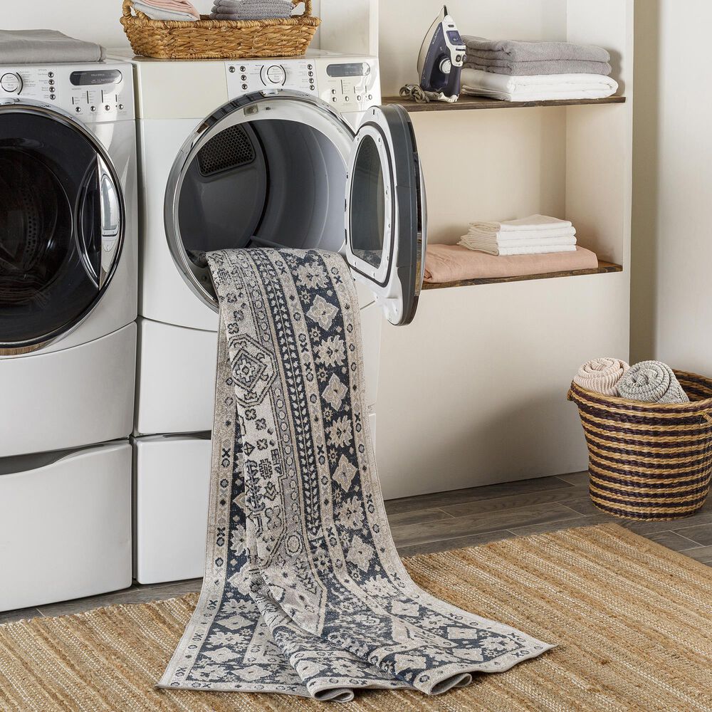 Surya Lavadora 2&#39;7&quot; x 7&#39;3&quot; Black, Blue, Cream and Gray Runner, , large