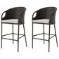 Hearth and Haven Outdoor Bar Stool with Waterproof Cushion in Multi-Brown (Set of 2), , large
