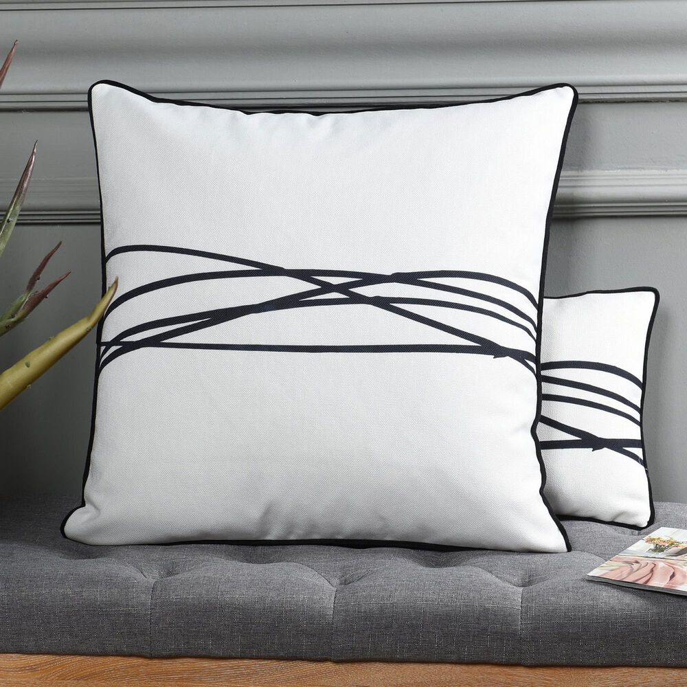 Flair Industries Austin Allen James 24&quot; x 24&quot; Wires Throw Pillow in Black and White, , large