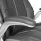 OSP Home Deluxe Bonded Leather Executive Chair with Gray Cushion with Silver Finish, , large