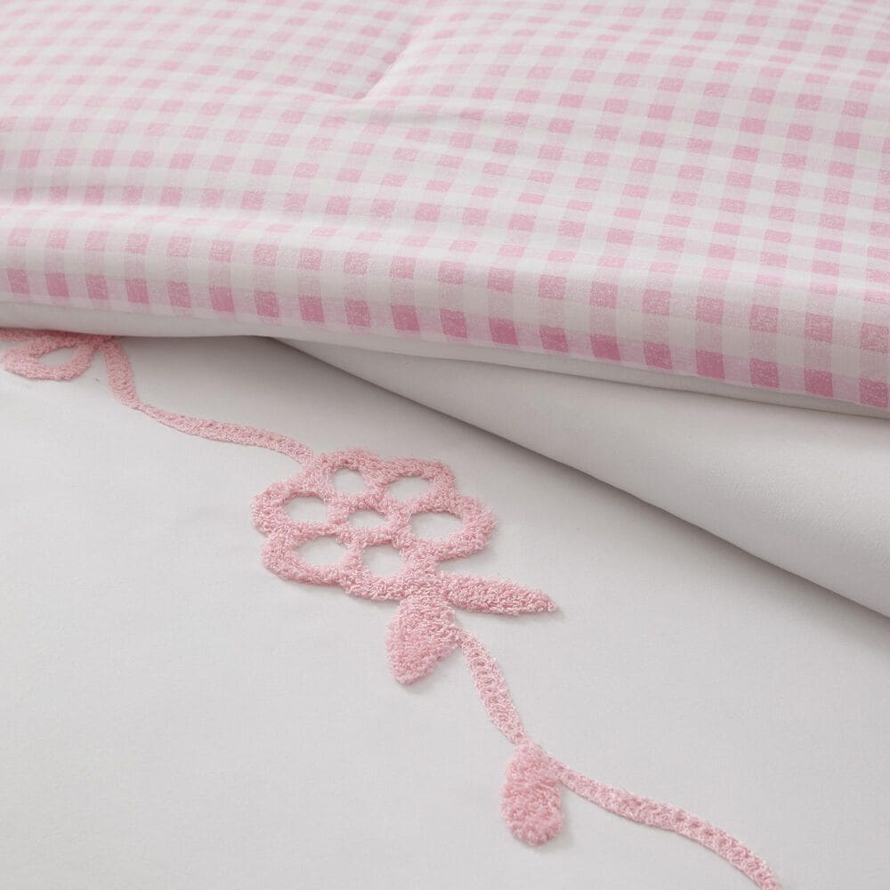 Hampton Park Tiffany 6-Piece Full/Queen Comforter Set in Pink and White, , large