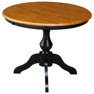 International Concepts 36" Round Pedestal Table in Black and Cherry - Table Only, , large