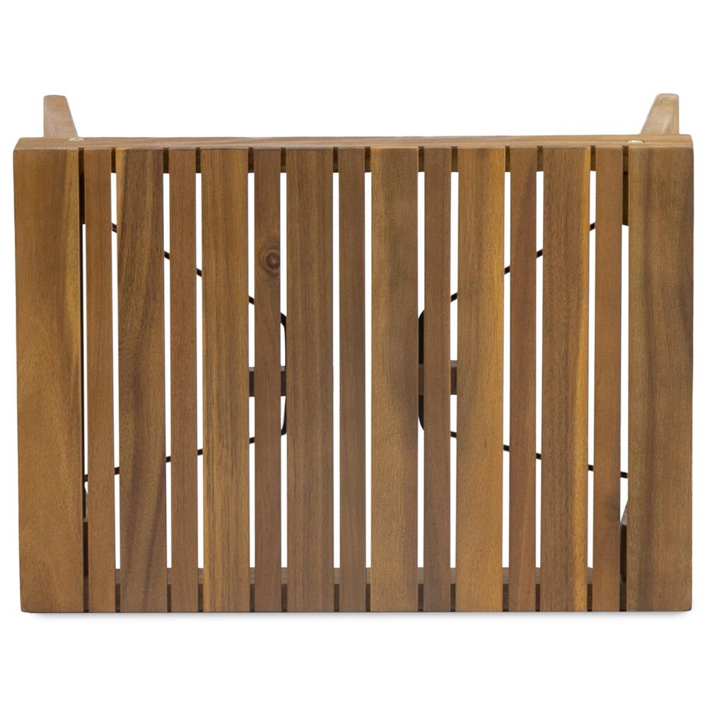 Hearth and Haven Kyoto Outdoor Folding Side Table with Slatted Top in Teak, , large