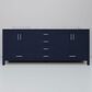Lexora Home Jacques 72" Double Bathroom Vanity in Navy Blue with 2 cm White Carrara Marble Top and Rectangular Sinks, , large