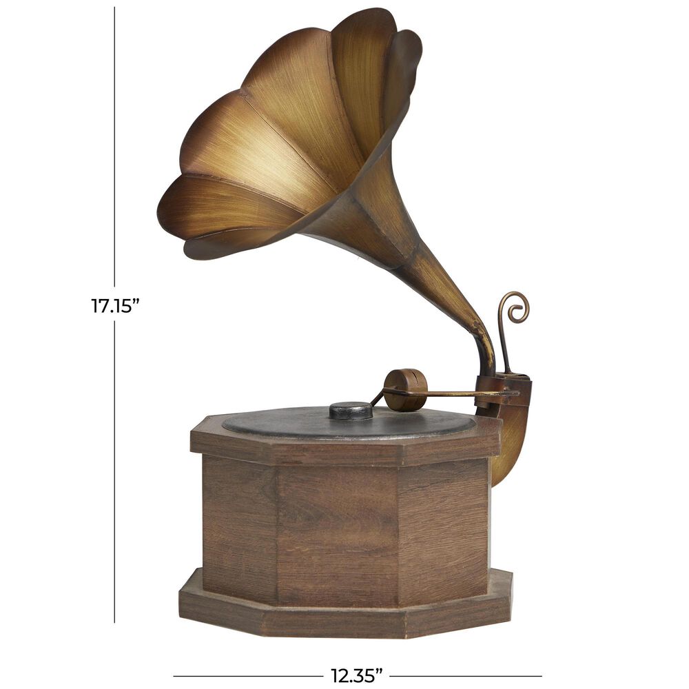 Maple and Jade 17&quot; Music Decorative Gramophone in Copper and Brown, , large