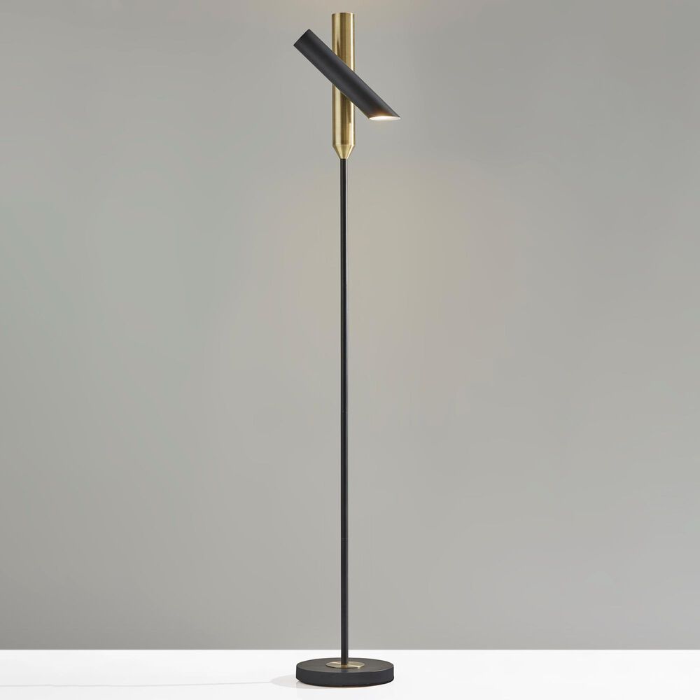 Adesso Vega LED Torchiere in Black and Antique Brass, , large