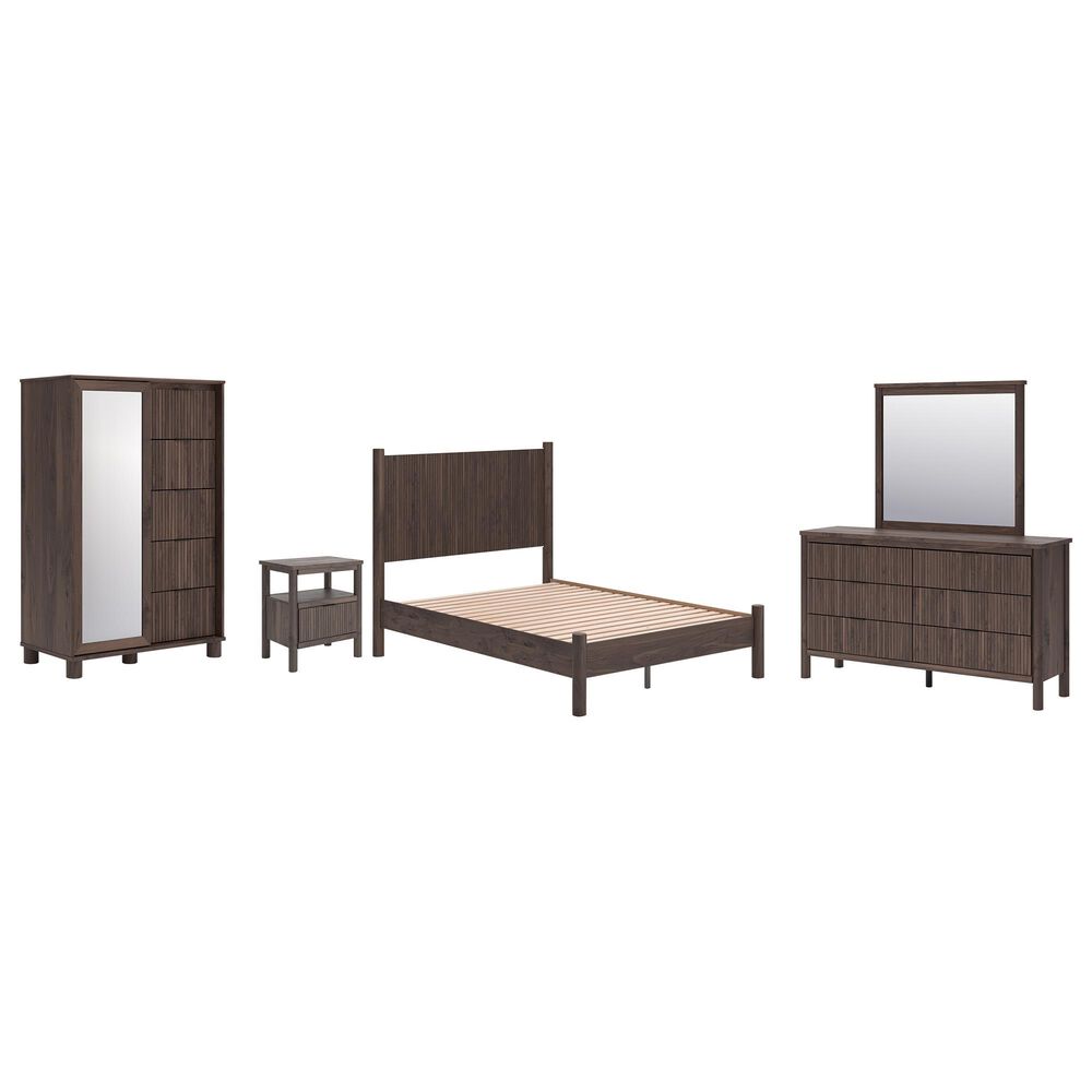 Ashley Pamytta 5-Piece Full Panel Platform Bedroom Set in Rich Brown, , large