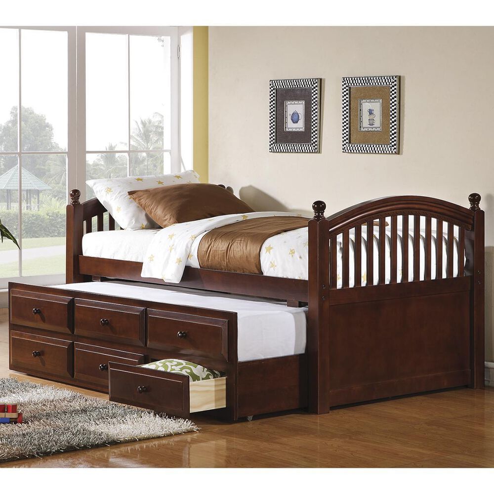 Pacific Landing Twin Panel Bed with Trundle in Cherry, , large
