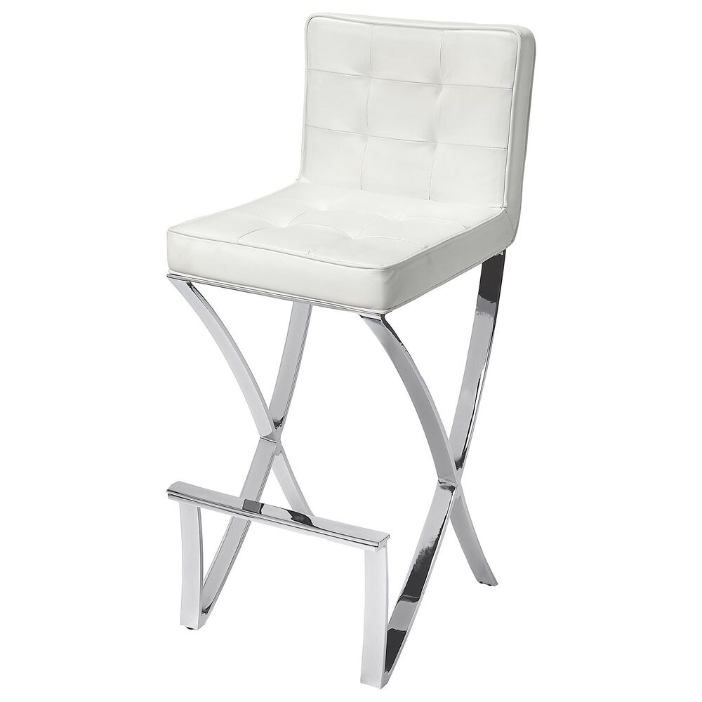 Butler Darcy Bar Stool in White Leather , , large