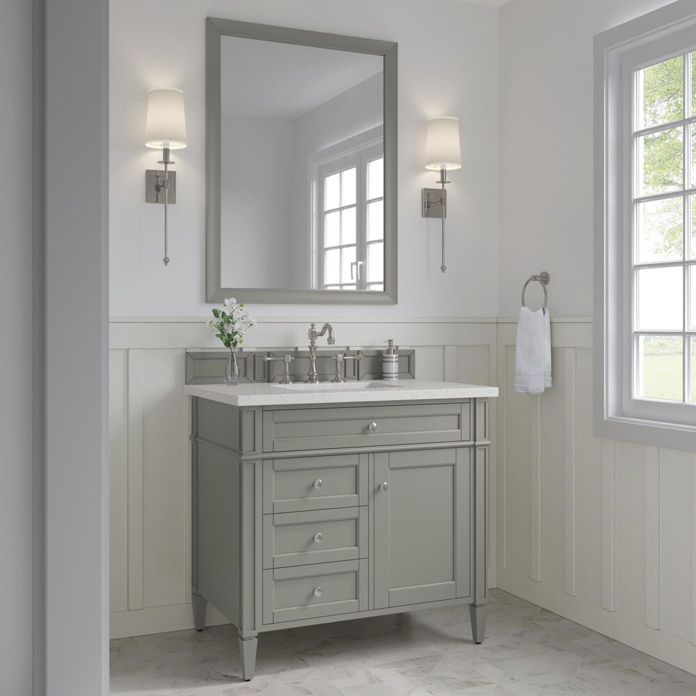 James Martin Vanities Brittany 36&quot; Single Bathroom Vanity in Urban Gray with 3 cm Lime Delight Quartz Top and Rectangular Sink, , large