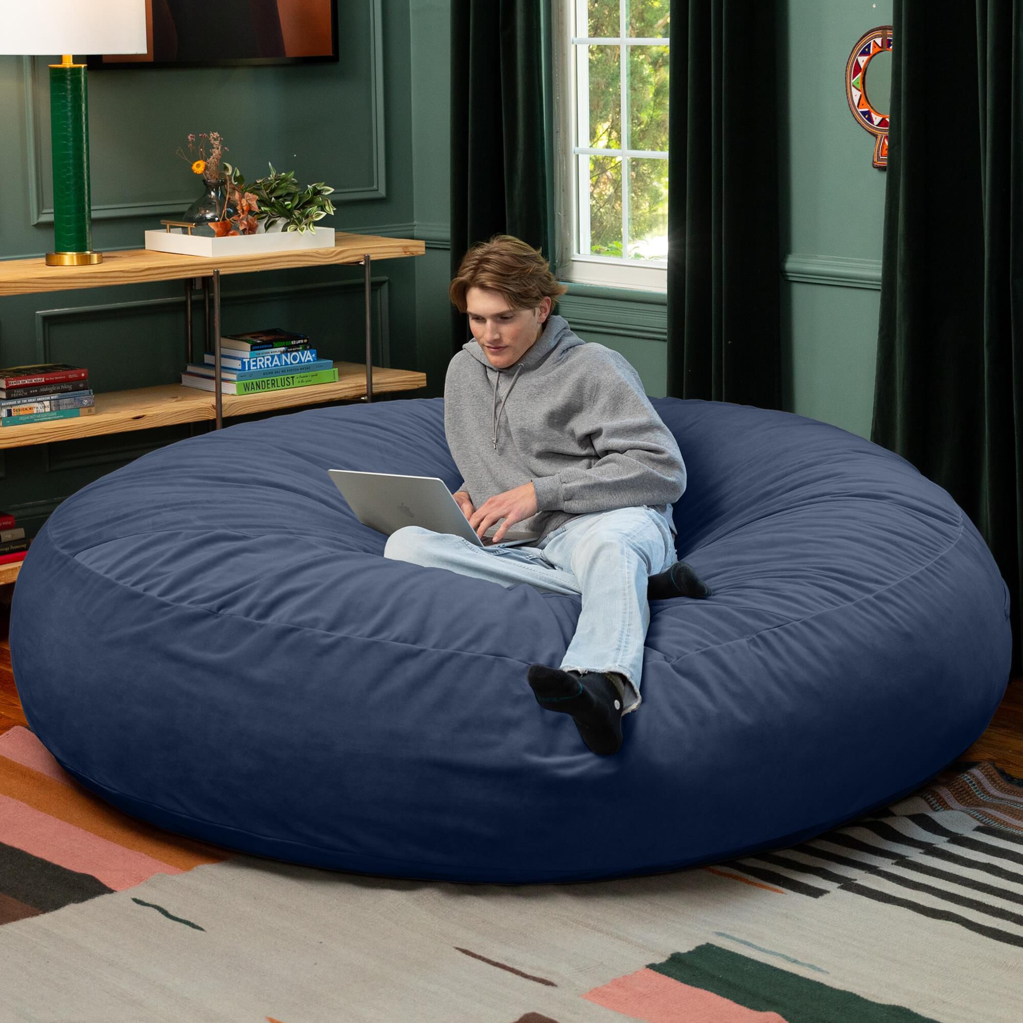 Jaxx Cocoon XL 7' Bean Bag Chair in Navy Blue