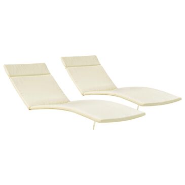 Noble House Adelais Patio Chaise Lounge Cushion in Beige (Set of 2), , large