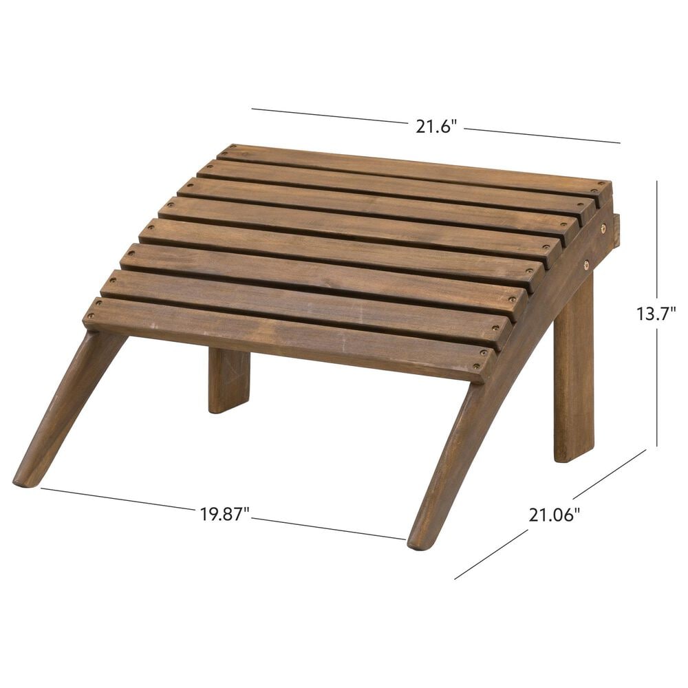 Linon Home Decor Adirondack Patio Ottoman in Acorn, , large