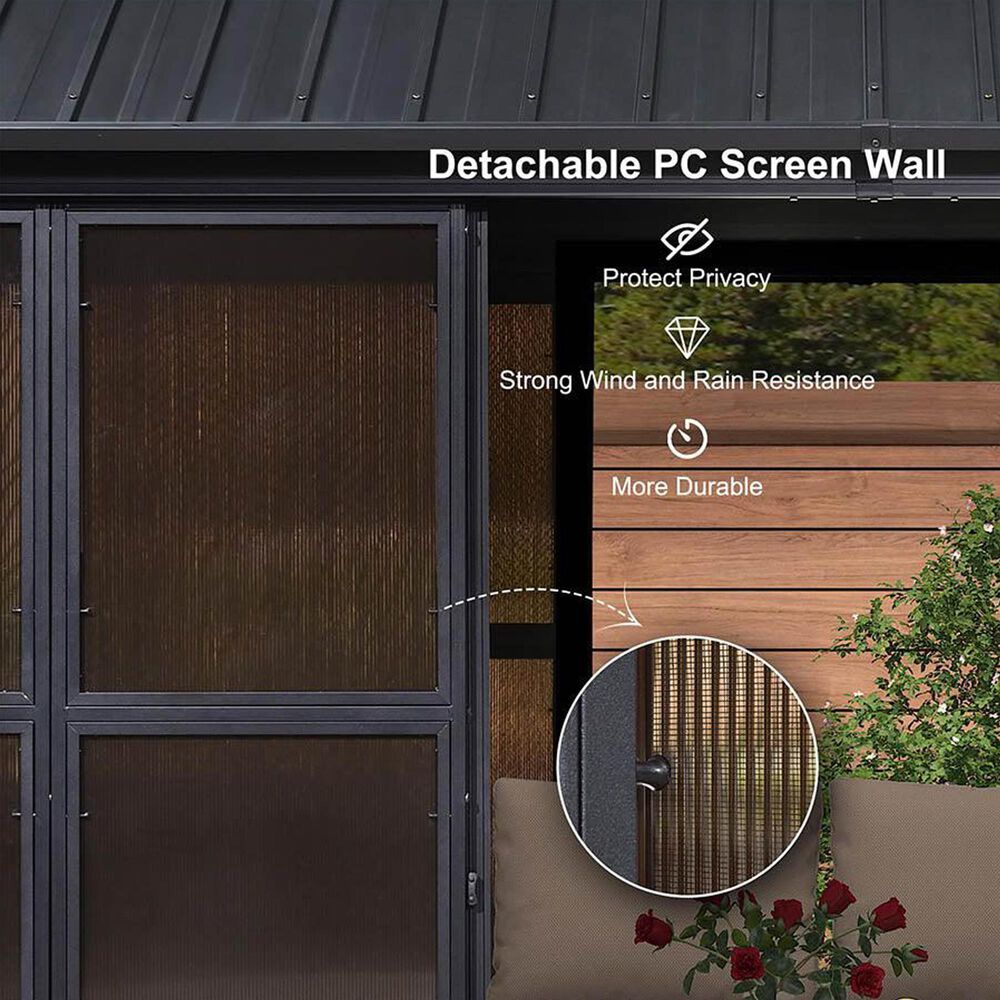 HOMLUX 12' x 20' Outdoor Hardtop Gazebo with Aluminum Frame in Black, , large