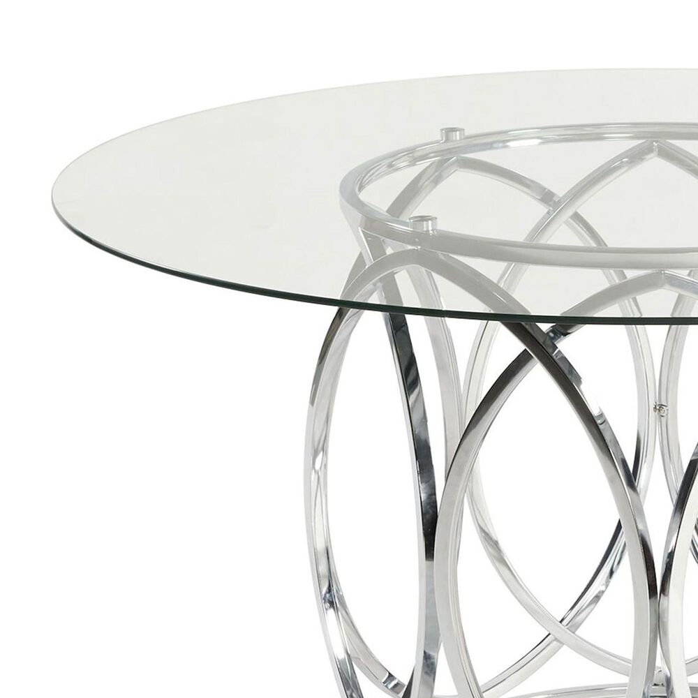 Mayberry Hill Merlin and Nero 5-Piece Round Dining Set in Clear and Chrome, , large