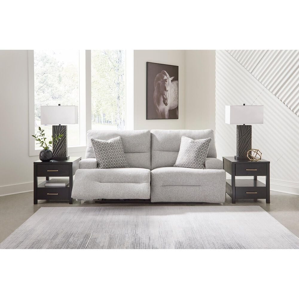 Ashley Acklen Place 2-Piece Power Symmetrical Reclining Sectional Loveseat in Pewter, , large