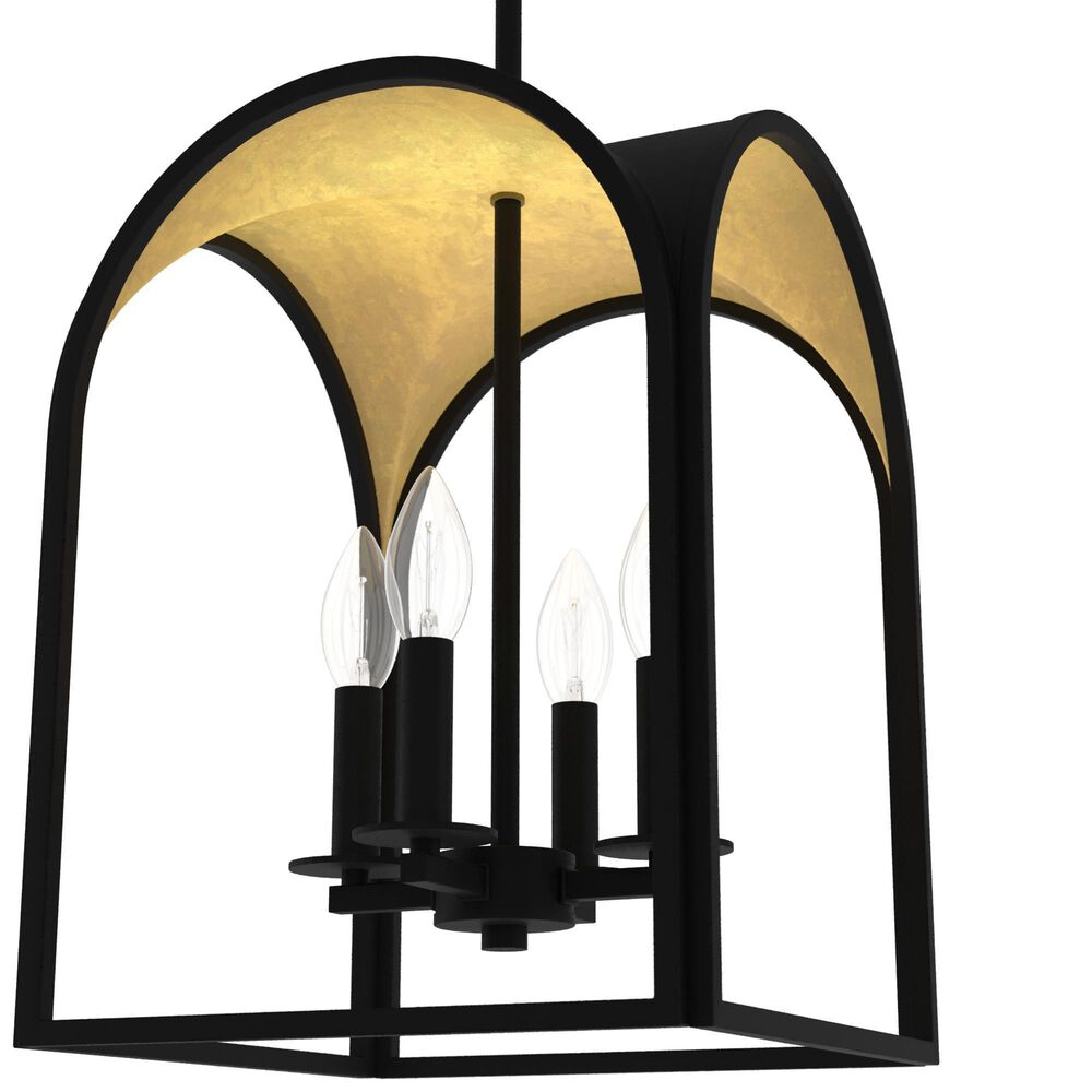 Hunter Dukestown 12&quot; 4-Light Lantern Pendant in Natural Iron and Gold Leaf, , large