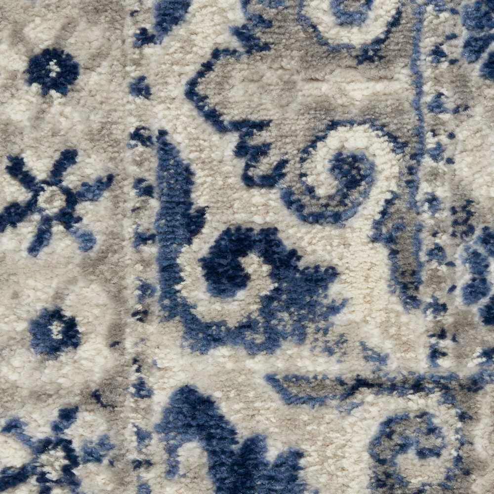 Nourison Cyrus CYR05 2&#39;2&quot; x 7&#39;6&quot; Ivory and Blue Runner, , large