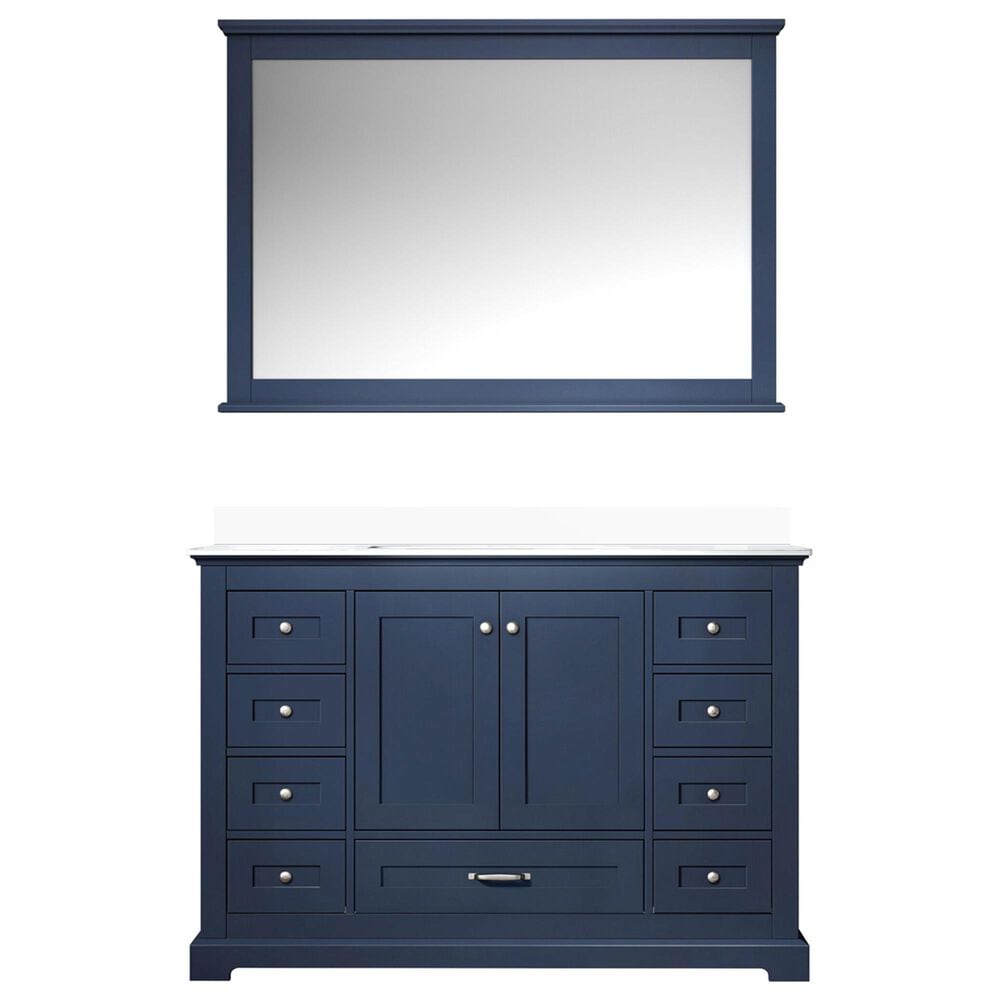 Lexora Home Dukes 48&quot; Single Bathroom Vanity in Dark Grey with 2 cm White Quartz Top, Rectangular Sink and 46&quot; Mirror, , large
