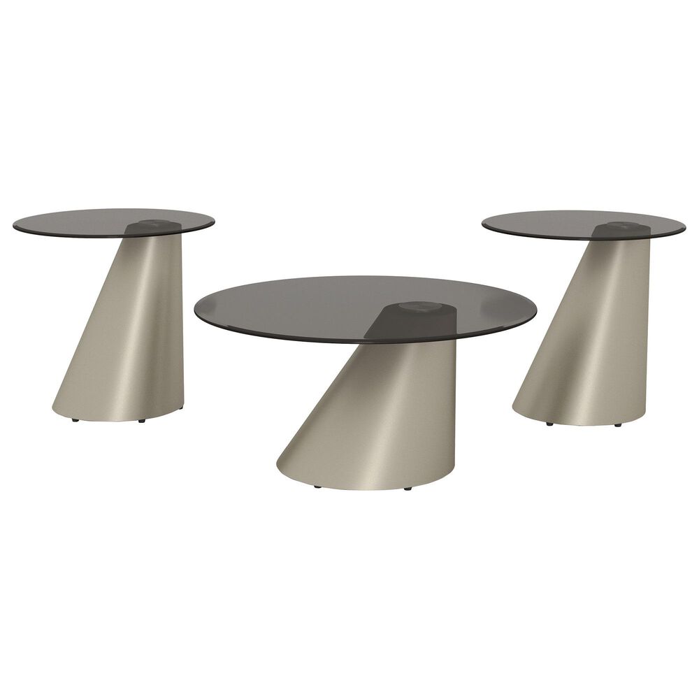 Furniture of America Costa Coffee Table Set in Champagne and Black (Set of 3), , large