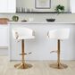LumiSource Claire Swivel Adjustable Barstool with White Faux Leather Upholstery in Gold (Set of 2), , large