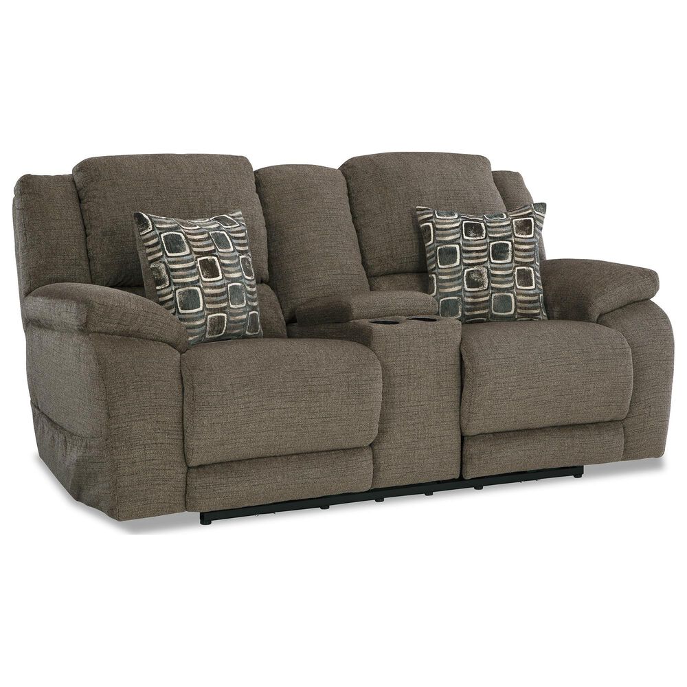 HomeStretch Power Reclining Loveseat with Console in Nutmeg, , large