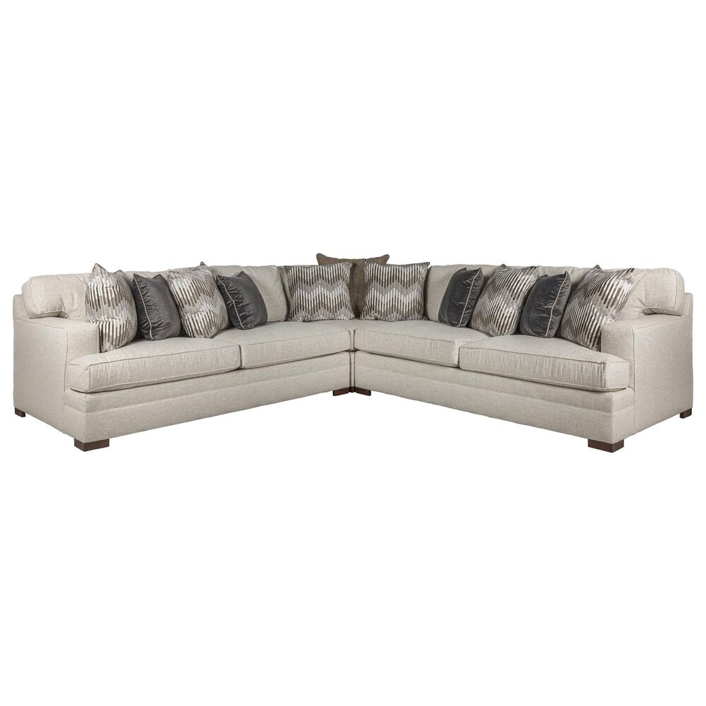 Huntington House 3-Piece Stationary Sectional in Cream Crypton Textured, , large