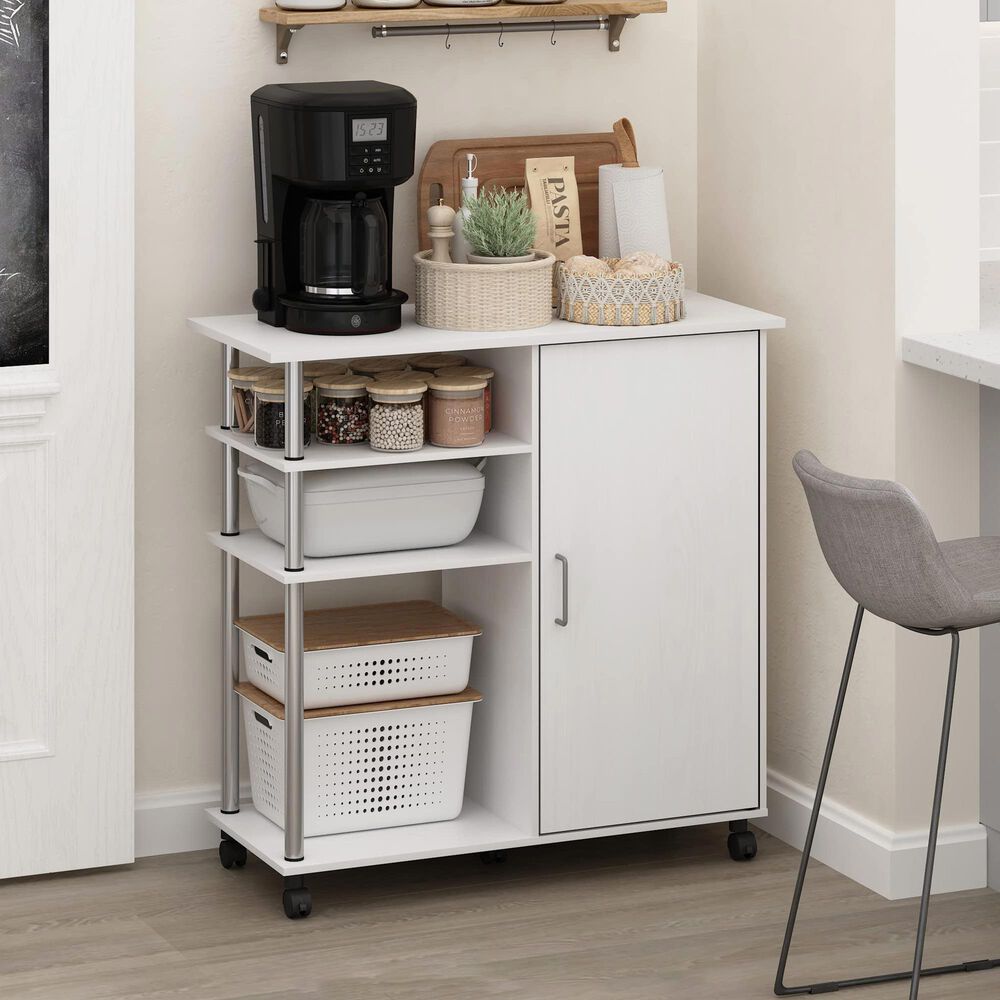 HOMLUX Helena 4-Tier Utility Kitchen Island and Storage Cart in White Oak and Chrome, , large