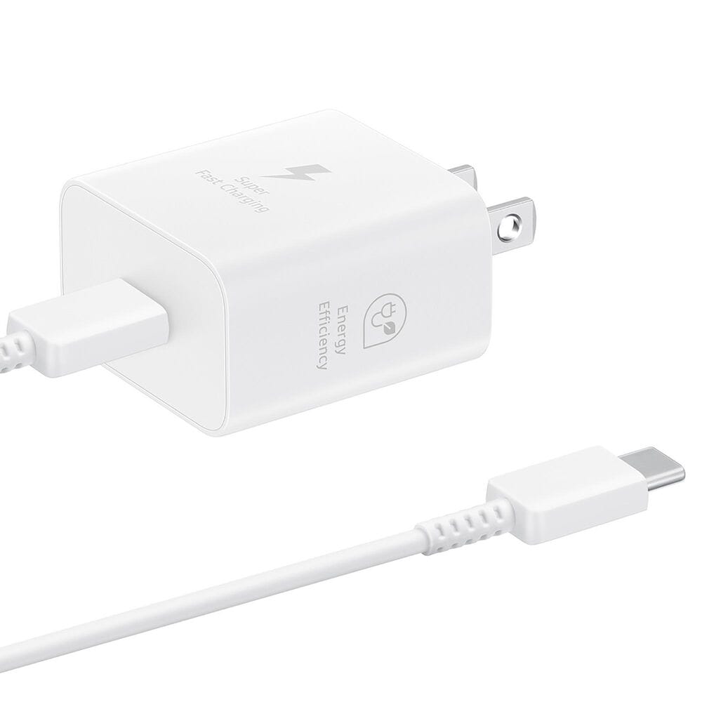 Samsung 25W Super Fast Charging Wall Charger with USB-C Cable in White, , large