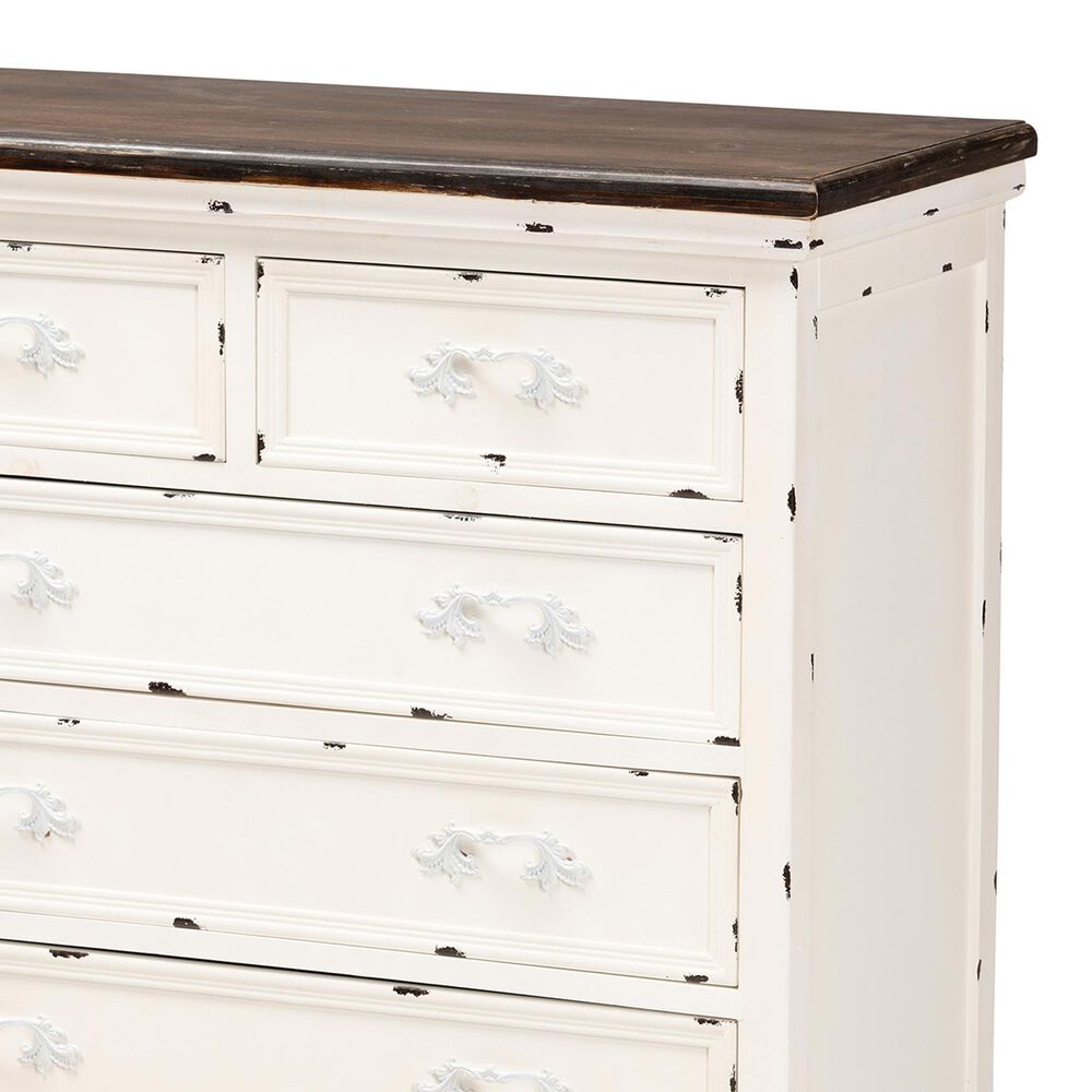 Baxton Studio Levron 5-Drawer Storage Cabinet in Walnut Brown and Antique White, , large