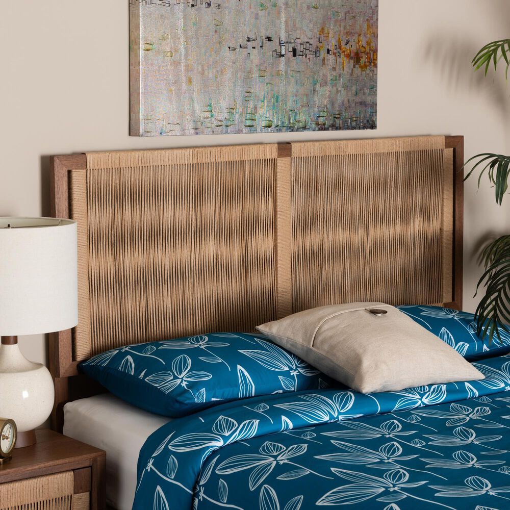 Baxton Studio Holitz King Headboard in Walnut Brown and Light Brown, , large