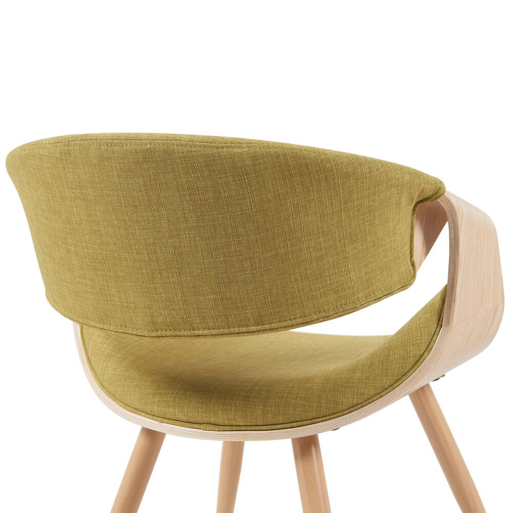 Armen Living Butterfly Arm Chair with Green Upholstery in Oak, , large