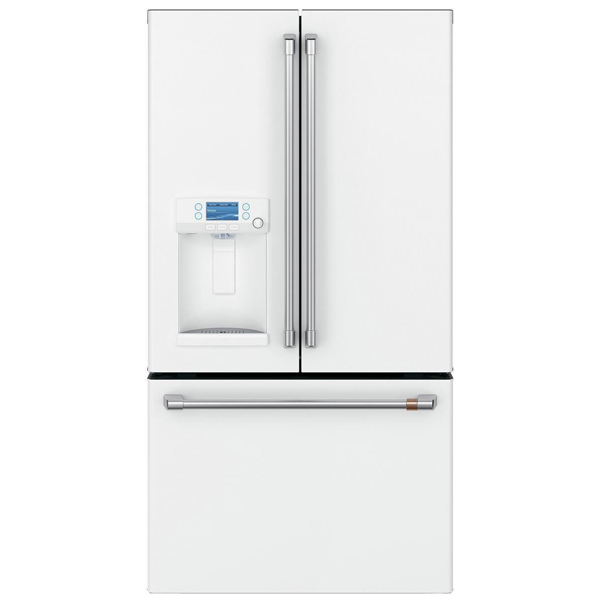 White refrigerator with copper handles outlet