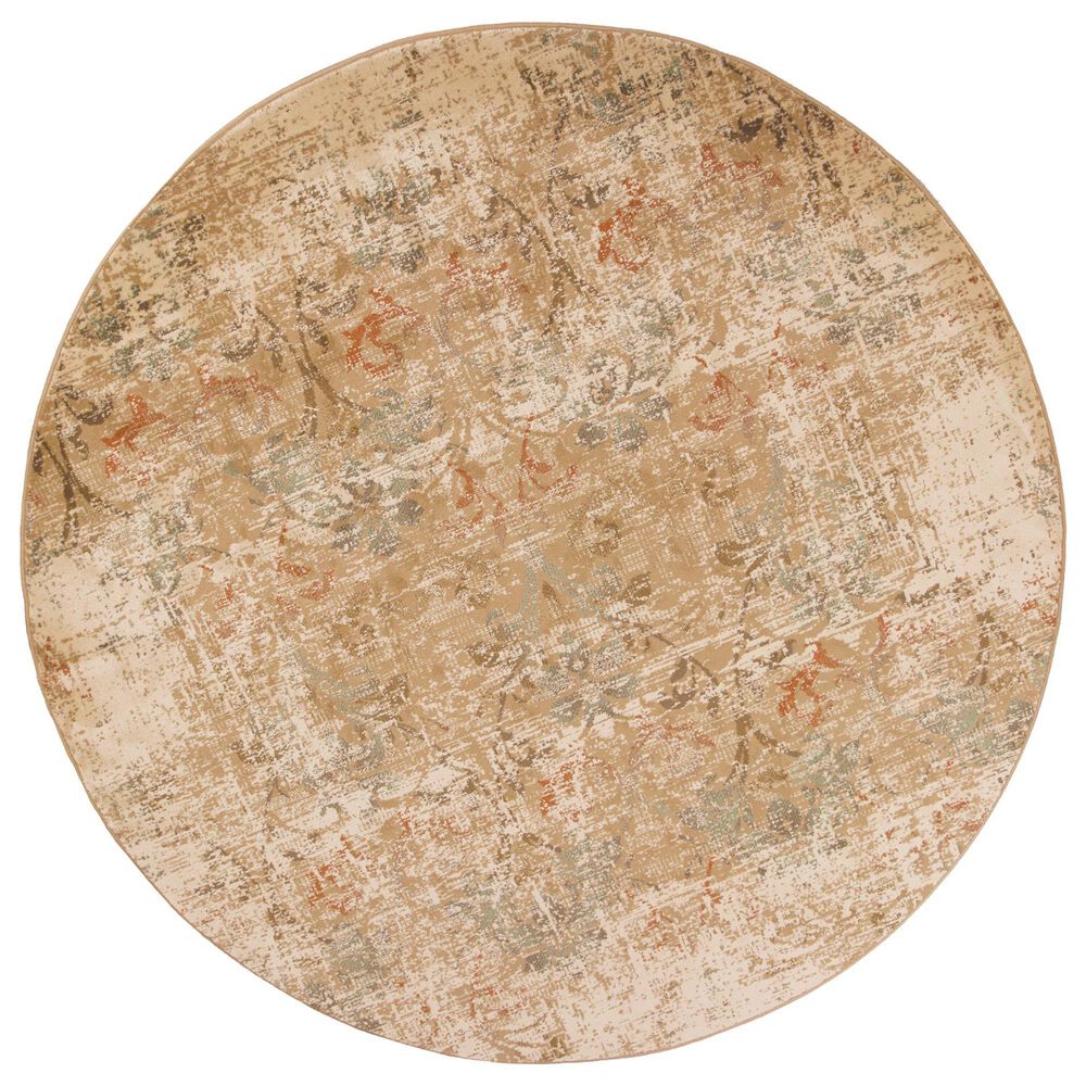 Kas Oriental Rugs Heritage Damask 7"7" Round Champagne Area Rug, , large