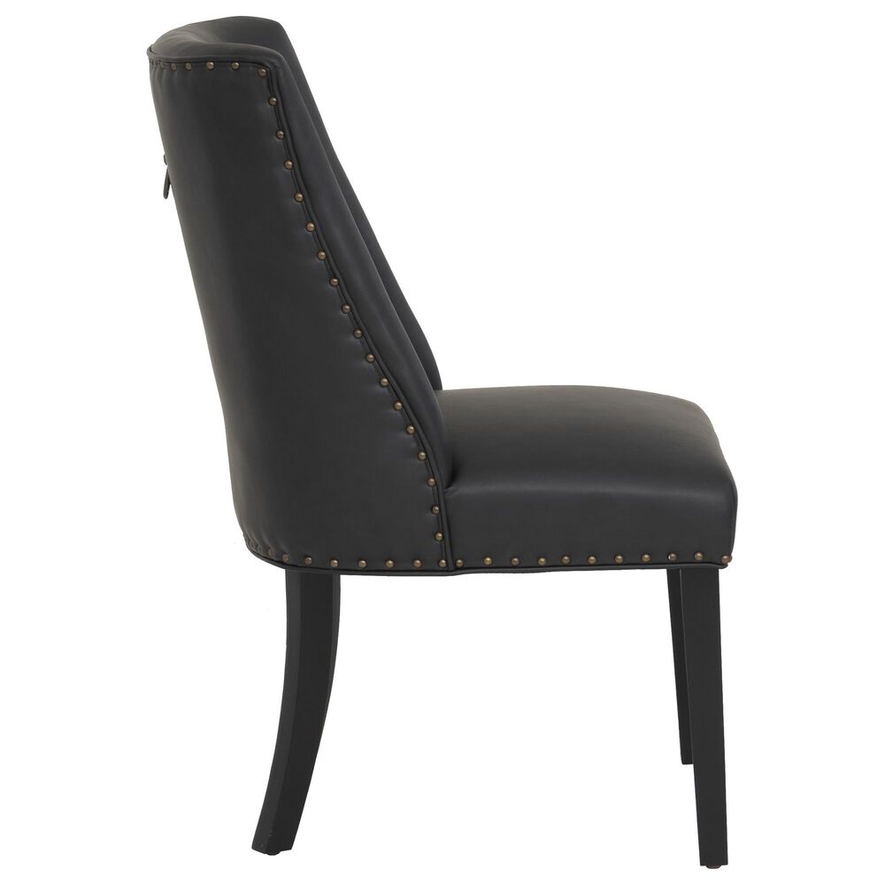 Linon Home Decor Adler Side Chair with Black Faux Leather Cushion in Black, , large