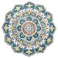 L&R Resources Sinuous Radiant Mandala Medallion 4" Scalloped Teal, Yellow, White and Orange Area Rug, , large