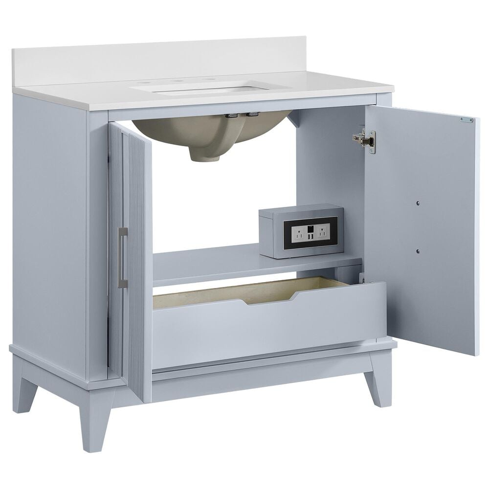 37B Fenwick 36" Single Bathroom Vanity in Soft Blue with Glossy White Composite Stone Top and Backsplash, , large