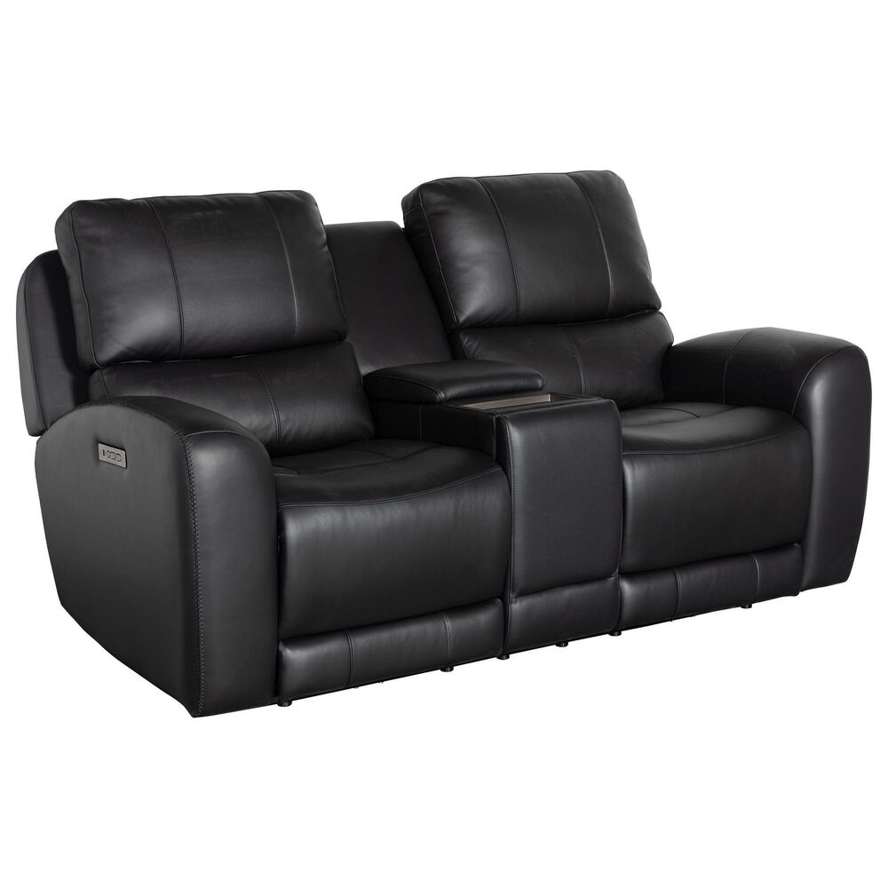 Italiano Furniture Bel Vista Power Reclining Console Loveseat in Black, , large