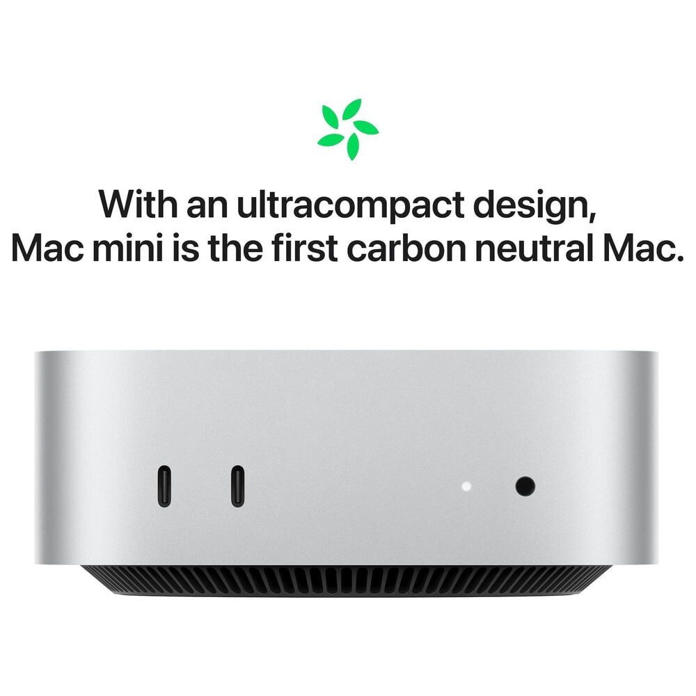 Apple Mac mini Desktop - Apple M4 chip - 10-core CPU - 24GB RAM - 10-core GPU - 512GB SSD in Silver with 3-Year AppleCare+, , large