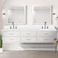 Lexora Home Castor 84" Double Bathroom Vanity in White with 2 cm White Cultured Marble Top and Rectangular Sinks, , large