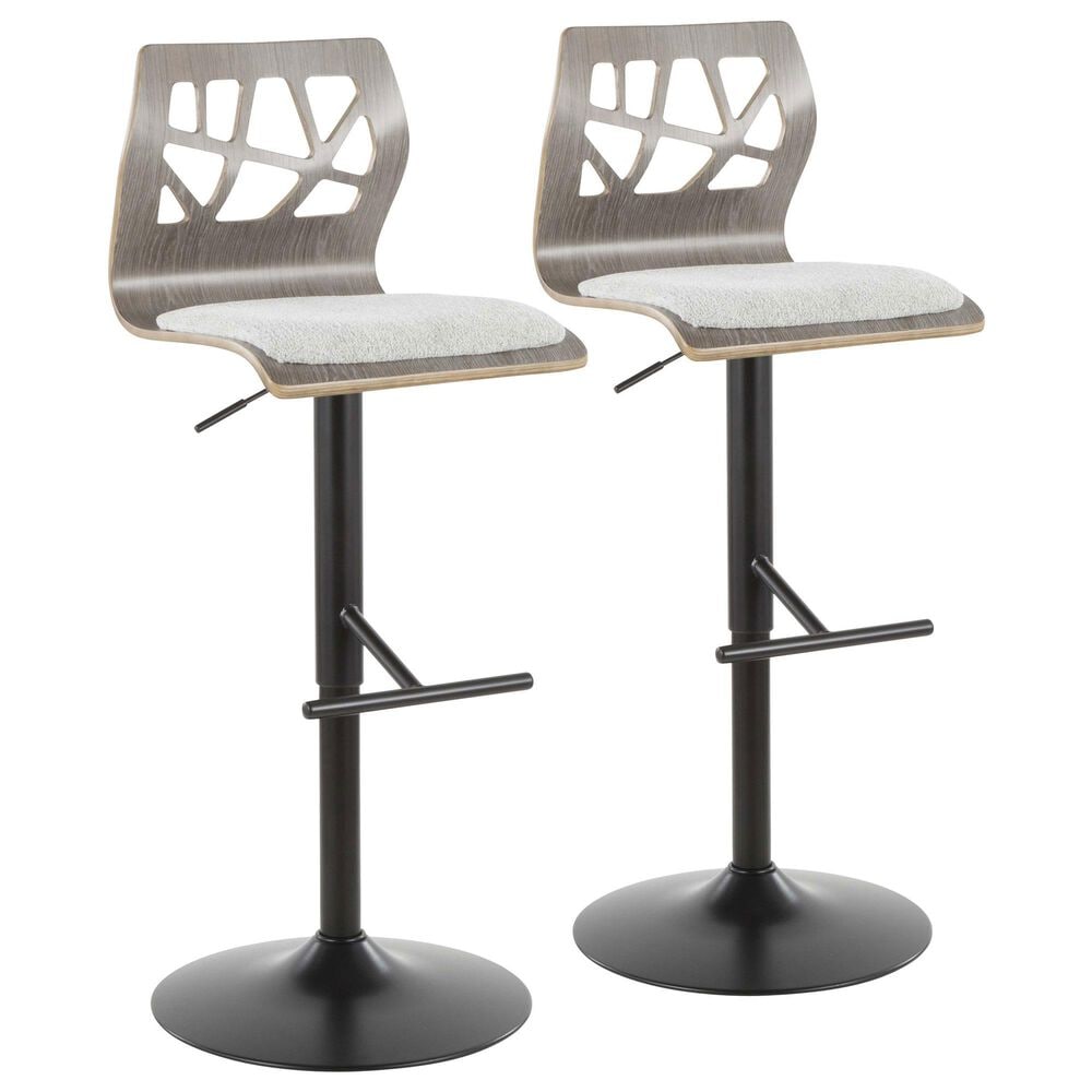 Lumisource Folia Swivel Barstool in Black and Light Grey (Set of 2), , large
