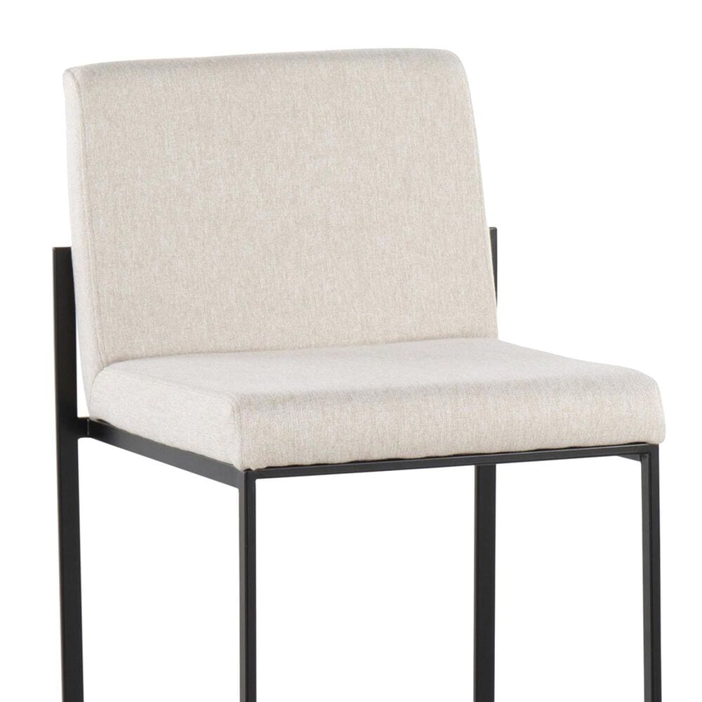 Lumisource Fuji High Back Barstool with Beige Fabric in Black &#40;Set of 2&#41;, , large