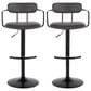 LumiSource Demi Swivel Adjustable Bar Stool with Grey Upholstery in Black (Set of 2), , large
