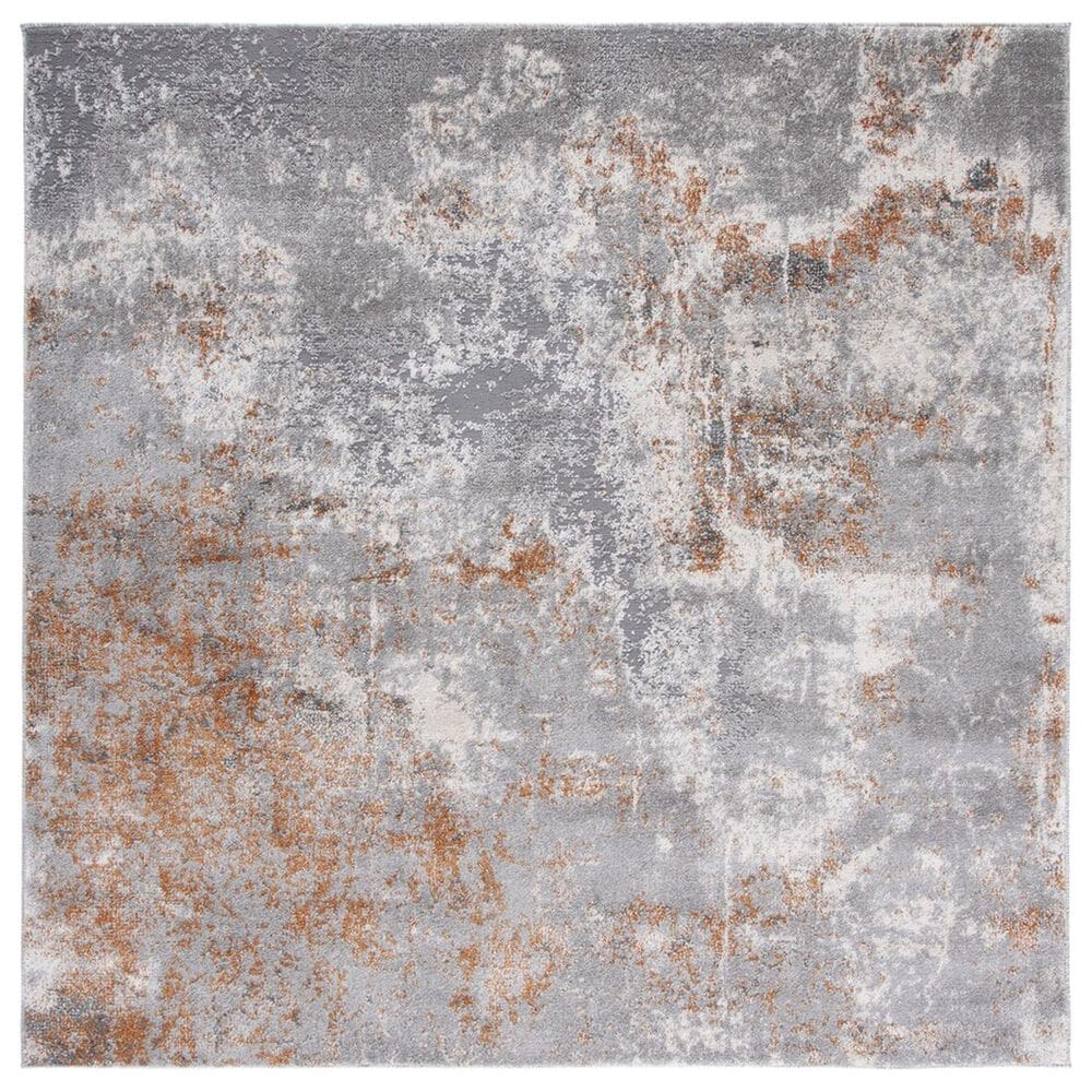 Safavieh Aston 6"7" Square Grey and Rust Area Rug, , large