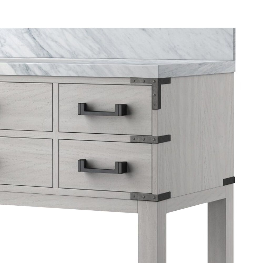 Lexora Home Norwalk 48&quot; Single Bathroom Vanity in White Oak with White Carrara Marble Top  and Rectangle Sink, , large