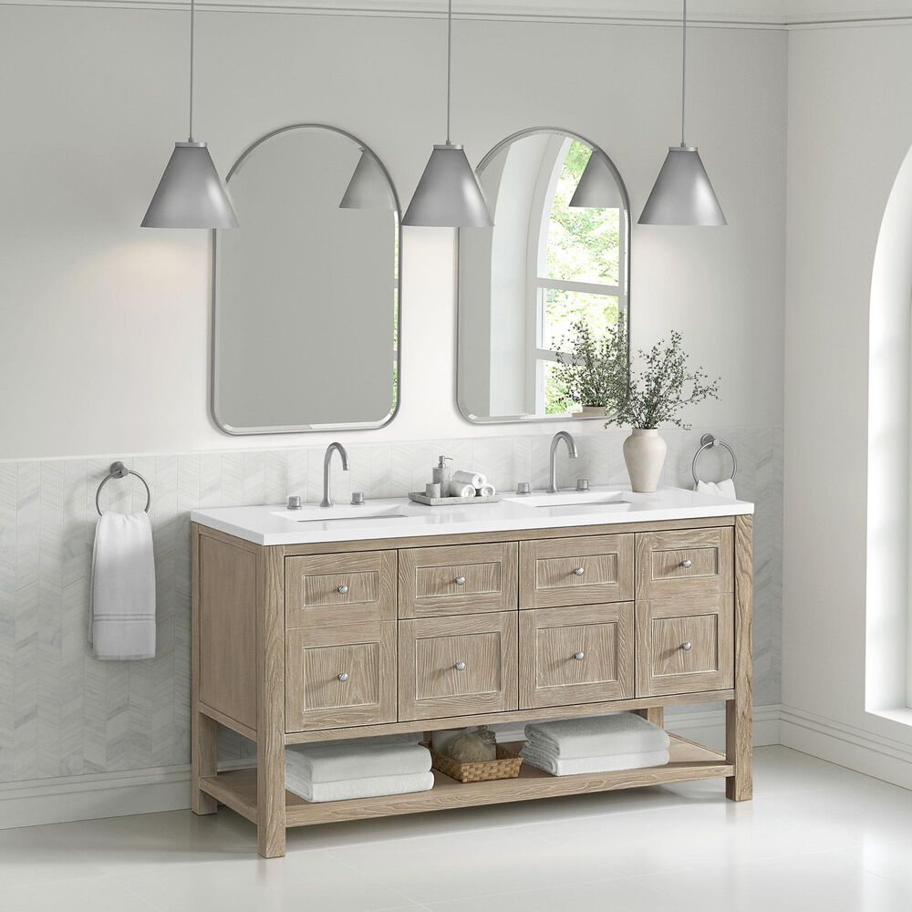 James Martin Rohe 24&quot; Arched Mirror in Satin Nickel, , large