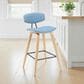 Armen Living Fox Counter Height Stool with Light Blue Upholstery in Patterned Oak, , large