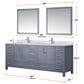 Lexora Home Jacques 84" Double Bathroom Vanity in Dark Grey with 2 cm White Carrara Marble Top and Rectangular Sinks, , large