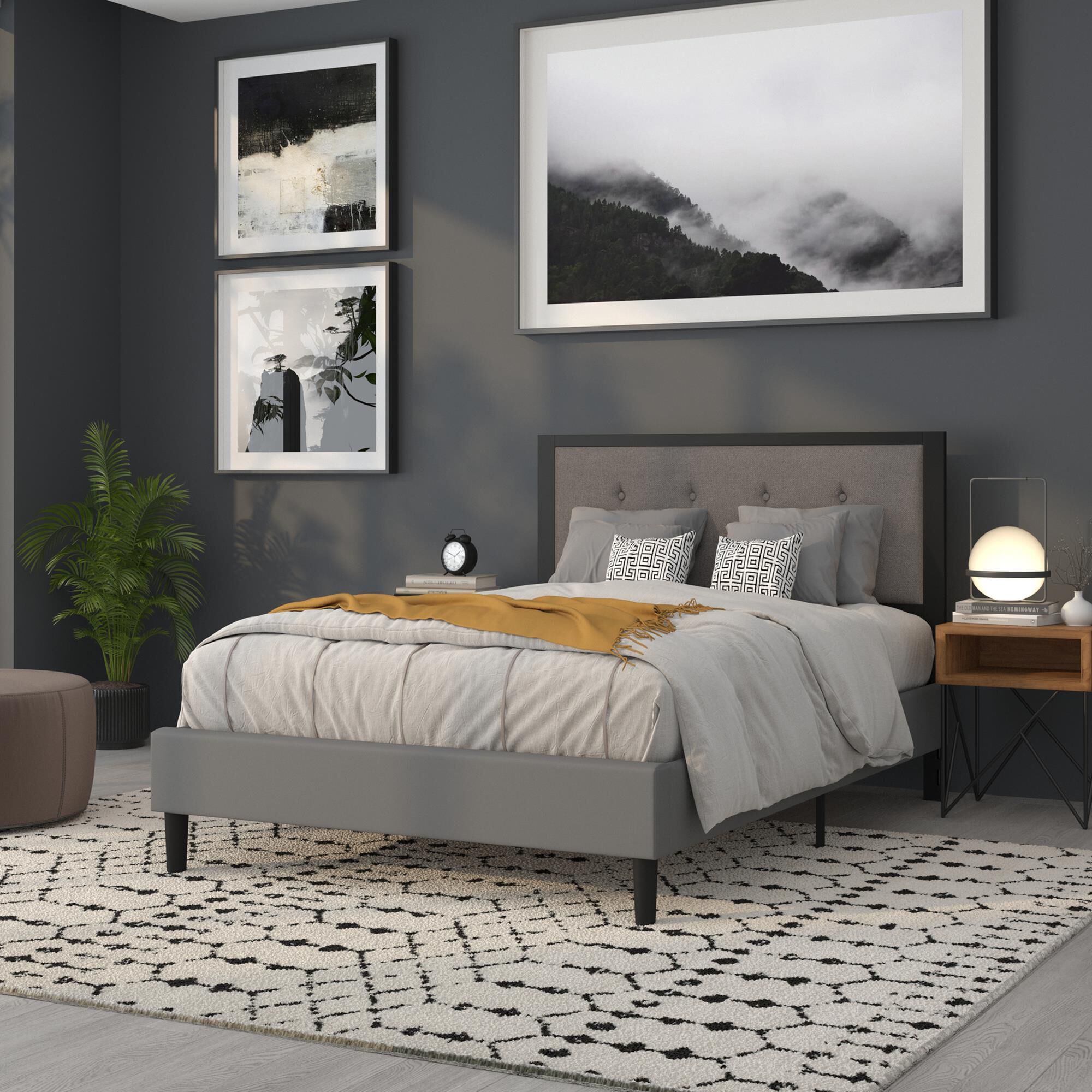 Dark gray discount upholstered headboard